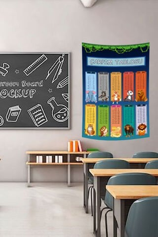 Hayvan Figürlü Çarpım Tablosu Duvar Örtüsü