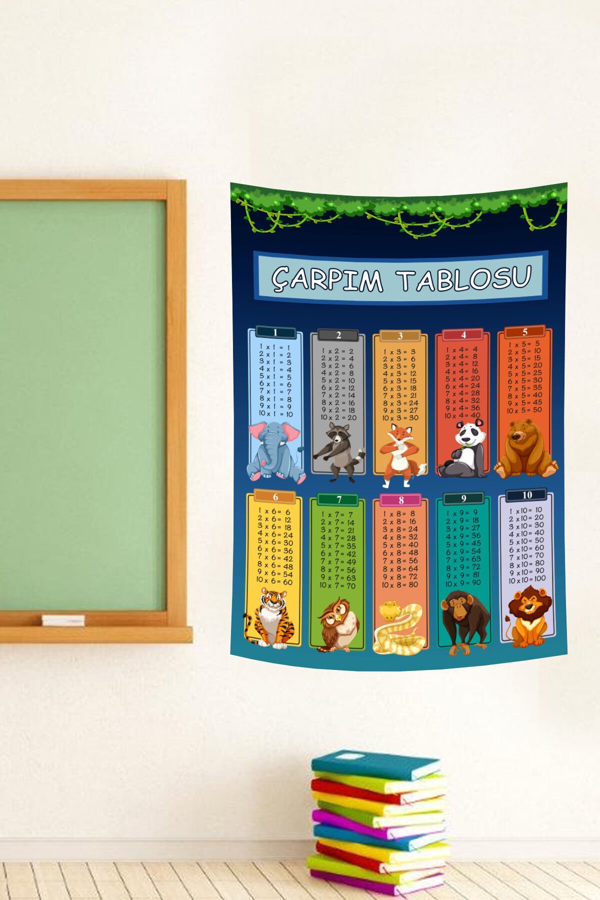 Hayvan Figürlü Çarpım Tablosu Duvar Örtüsü