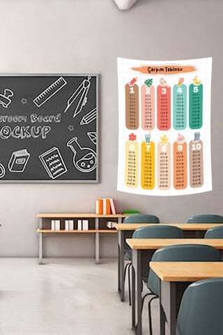 Renkli ve Eğlenceli Çarpım Tablosu Duvar Örtüsü