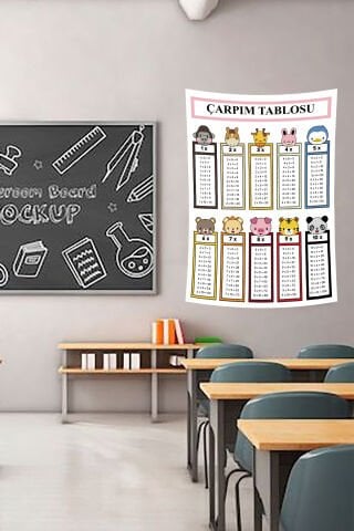 Hayvan Figürlü Eğitici Çarpım Tablosu Duvar Örtüsü