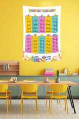 Renkli Matematik Çarpım Tablosu Duvar Örtüsü
