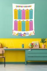 Renkli Matematik Çarpım Tablosu Duvar Örtüsü