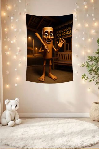 Tung Tung Tung Sahur Karakterli Duvar Örtüsü