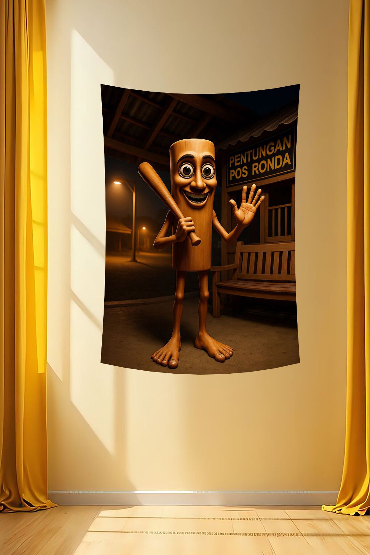 Tung Tung Tung Sahur Karakterli Duvar Örtüsü