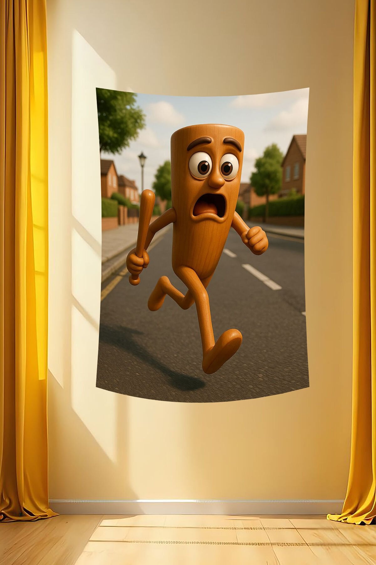 Tung Tung Tung Sahur Kaçış Temalı Duvar Örtüsü