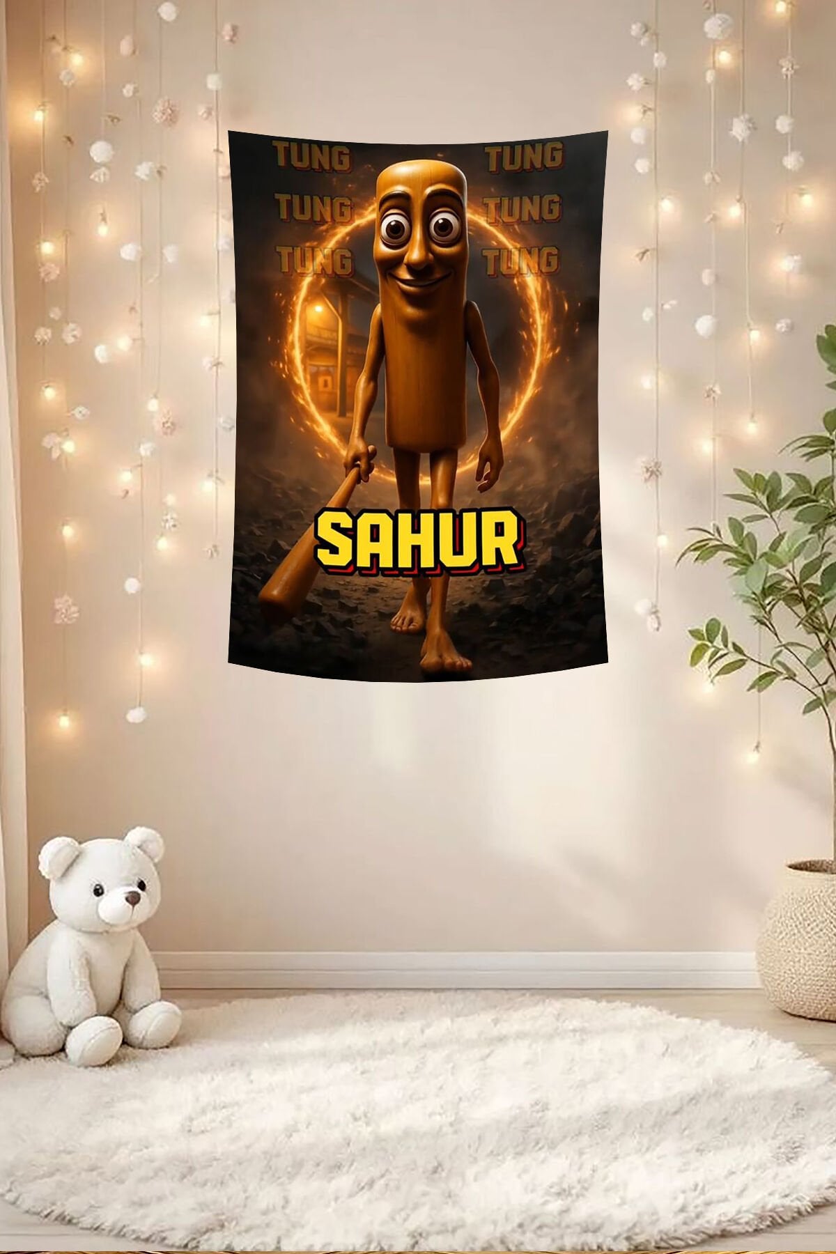 Tung Tung Tung Sahur Tasarım Duvar Örtüsü