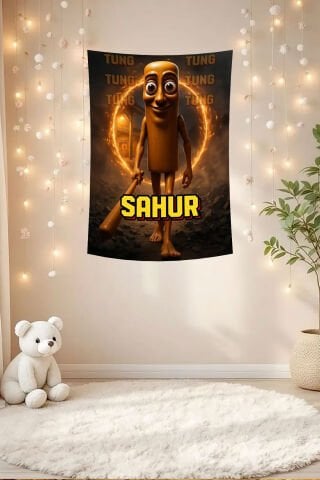 Tung Tung Tung Sahur Tasarım Duvar Örtüsü