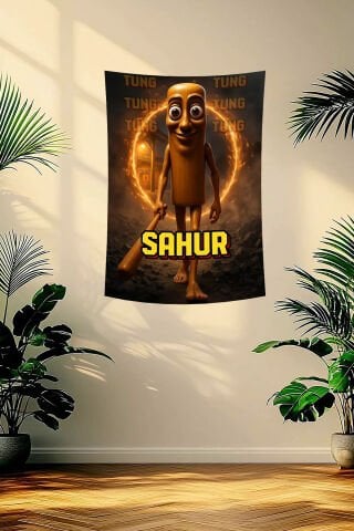 Tung Tung Tung Sahur Tasarım Duvar Örtüsü