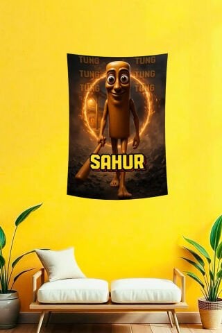 Tung Tung Tung Sahur Tasarım Duvar Örtüsü