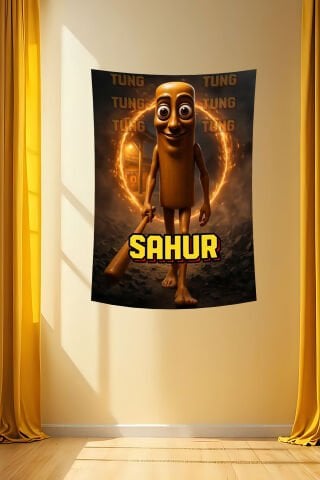 Tung Tung Tung Sahur Tasarım Duvar Örtüsü