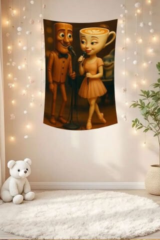 Sahur ve Cappuccina Karaoke Duvar Örtüsü