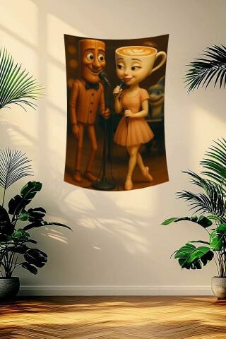 Sahur ve Cappuccina Karaoke Duvar Örtüsü