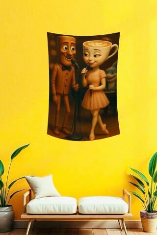 Sahur ve Cappuccina Karaoke Duvar Örtüsü