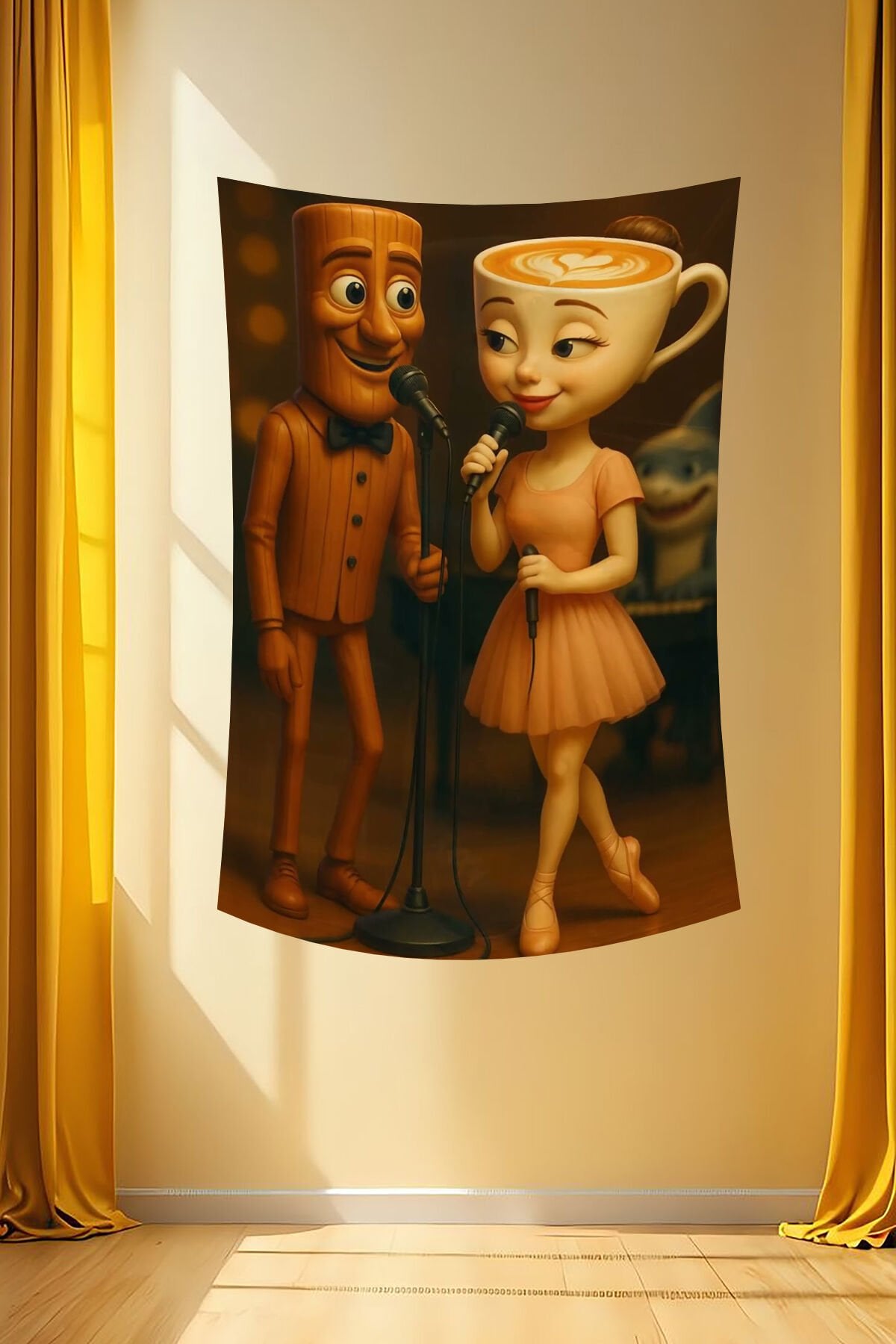 Sahur ve Cappuccina Karaoke Duvar Örtüsü