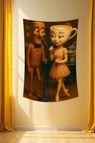 Sahur ve Cappuccina Karaoke Duvar Örtüsü