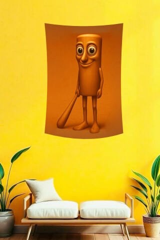 Sevimli Tung Tung Tung Sahur Tasarım Duvar Örtüsü