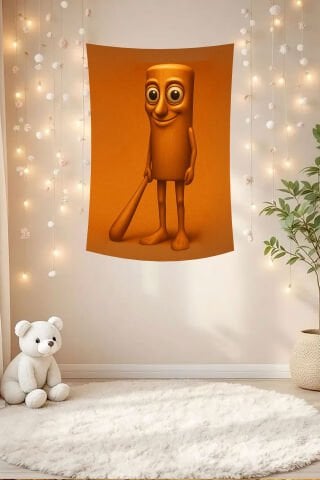 Sevimli Tung Tung Tung Sahur Tasarım Duvar Örtüsü