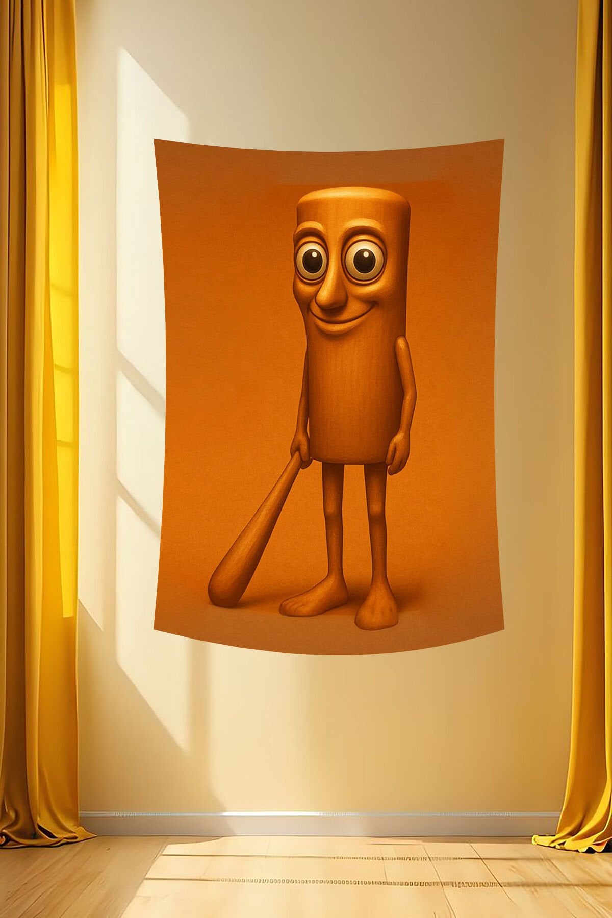 Sevimli Tung Tung Tung Sahur Tasarım Duvar Örtüsü