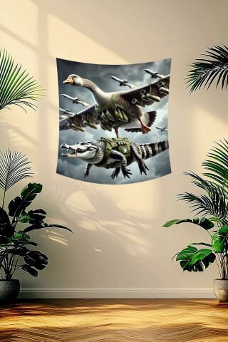 Bombardino Crocodilo Tasarım Duvar Örtüsü