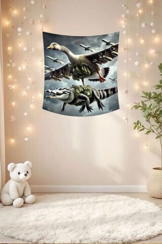 Bombardino Crocodilo Tasarım Duvar Örtüsü