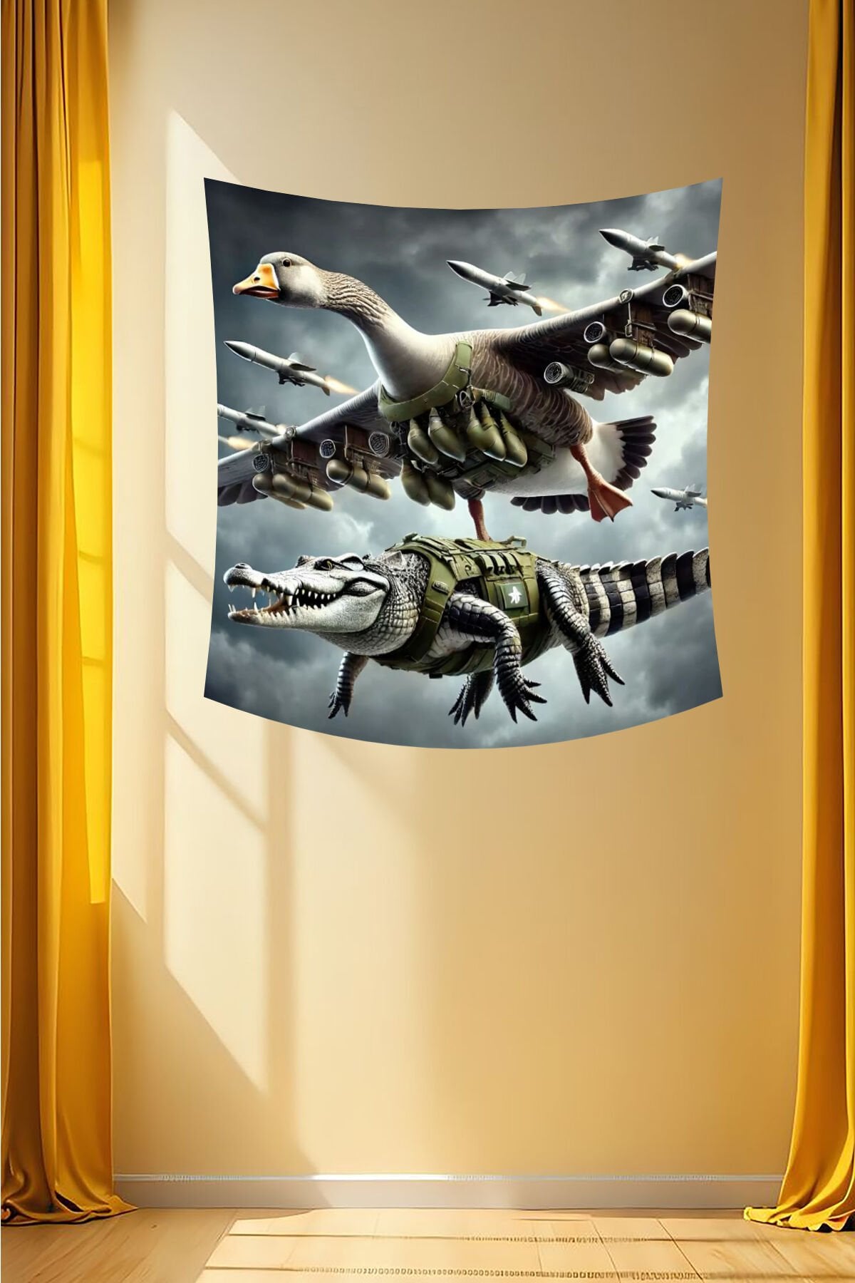 Bombardino Crocodilo Tasarım Duvar Örtüsü