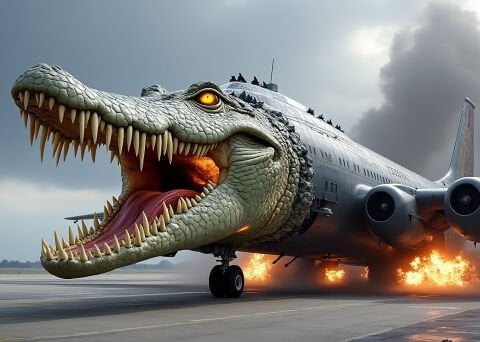 Bombardino Crocodilo Patlayış Efektli Duvar Örtüsü