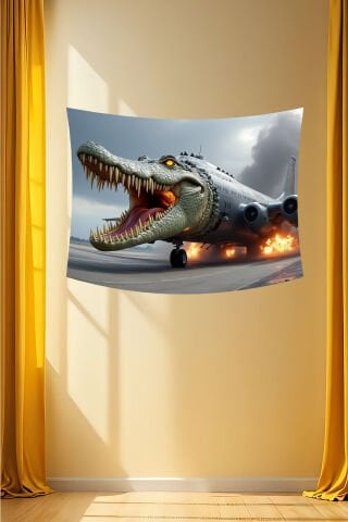 Bombardino Crocodilo Patlayış Efektli Duvar Örtüsü