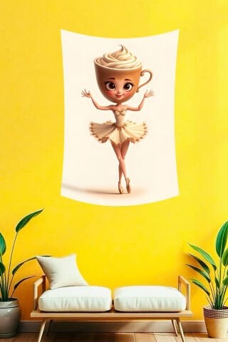 Sevimli Ballerina Cappuccina Duvar Örtüsü