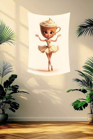 Sevimli Ballerina Cappuccina Duvar Örtüsü