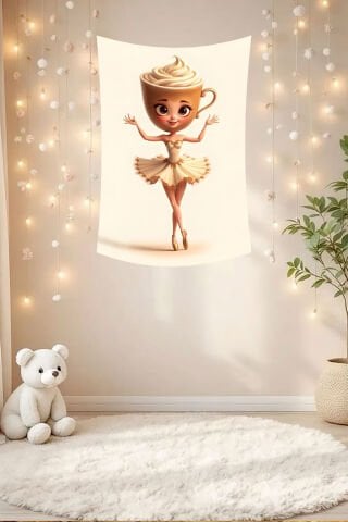 Sevimli Ballerina Cappuccina Duvar Örtüsü