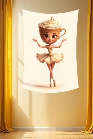 Sevimli Ballerina Cappuccina Duvar Örtüsü