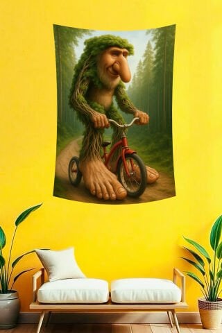 Bisikletli Brr Brr Patapim Duvar Örtüsü