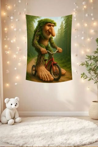 Bisikletli Brr Brr Patapim Duvar Örtüsü