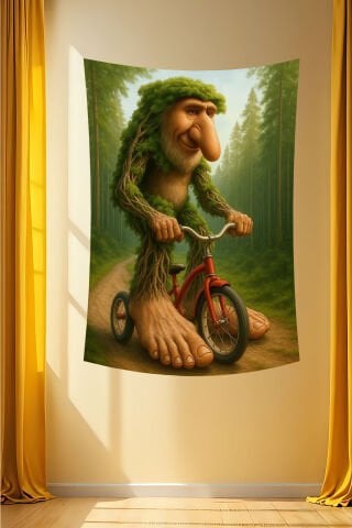 Bisikletli Brr Brr Patapim Duvar Örtüsü