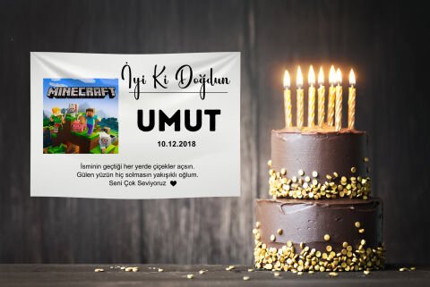 Minecraft Doğum Günü Duvar Örtüsü