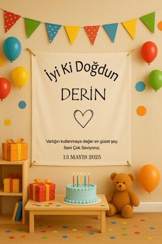 Kişiye Özel Minimal Doğum Günü Duvar Örtüsü