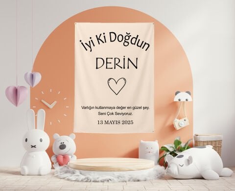 Kişiye Özel Minimal Doğum Günü Duvar Örtüsü