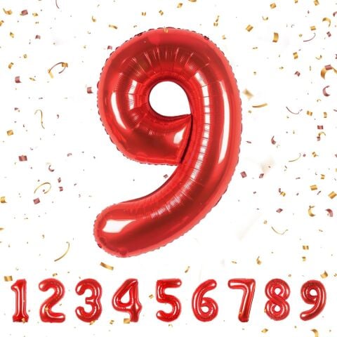 Numaralı Kırmızı Balon büyük Boy 40 İnç 102 cm
