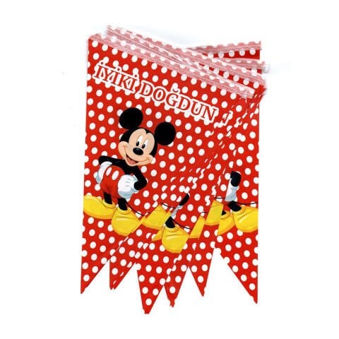 Mickey Temalı Doğum Günü Flama Bayrak