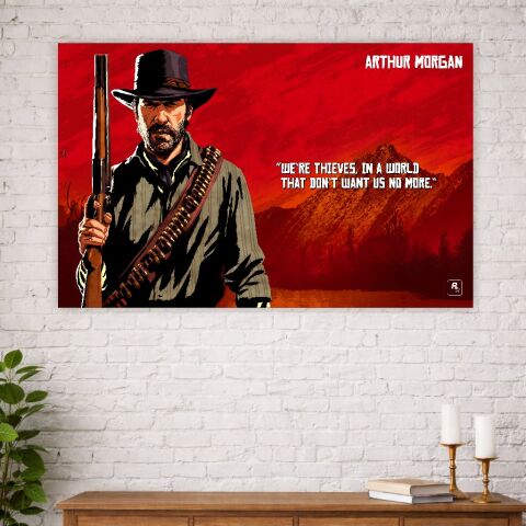 Arthur Morgan Kırmızı Western Duvar Örtüsü