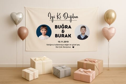 Özel Tasarım Doğum Günü Duvar Örtüsü