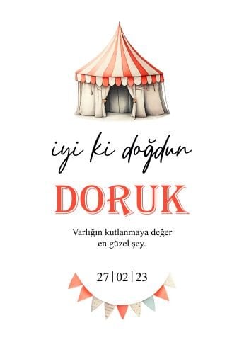 Kişiye Özel Sirk Temalı Doğum Günü Duvar Örtüsü