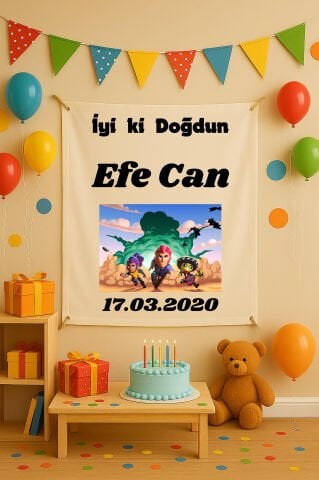 Kişiye Özel Oyun Temalı Doğum Günü Duvar Örtüsü