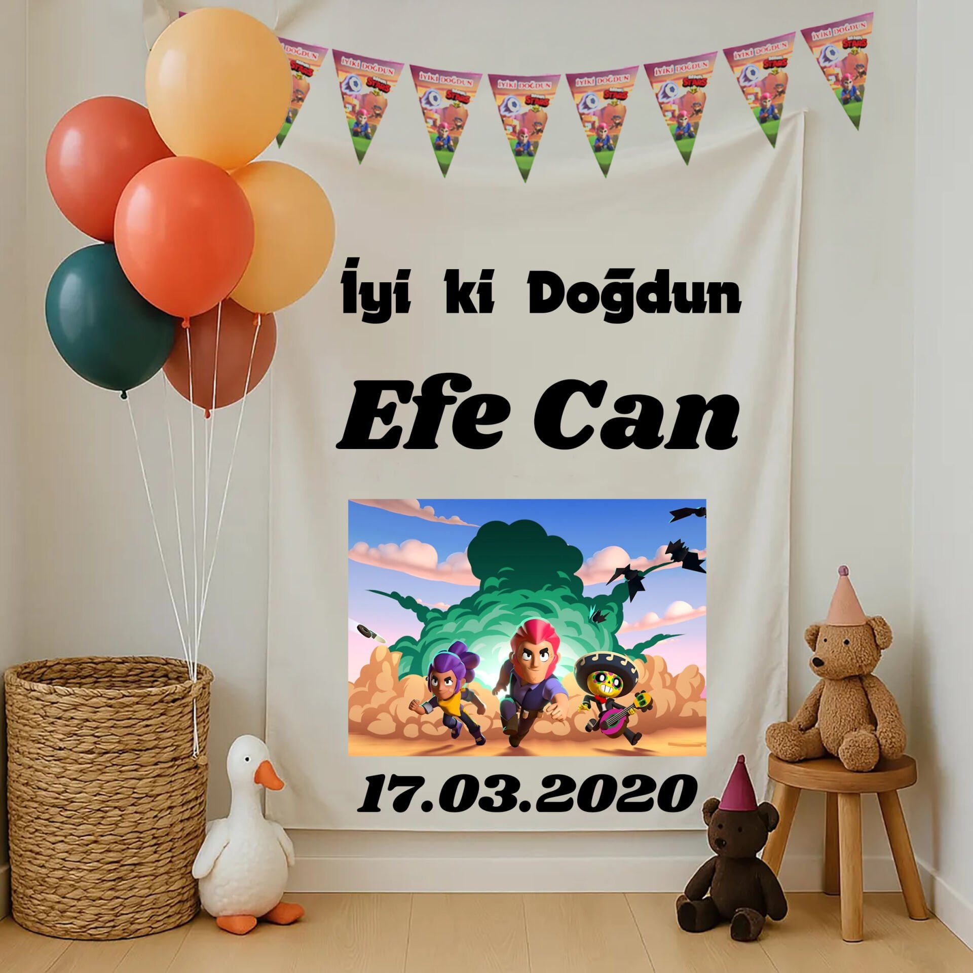 Kişiye Özel Oyun Temalı Doğum Günü Duvar Örtüsü