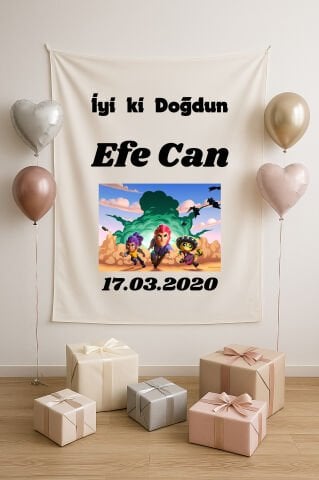 Kişiye Özel Oyun Temalı Doğum Günü Duvar Örtüsü