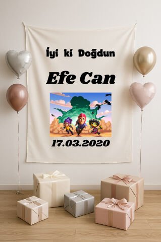 Kişiye Özel Oyun Temalı Doğum Günü Duvar Örtüsü