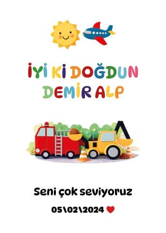 Kişiye Özel Kamyon Temalı Doğum Günü Duvar Örtüsü