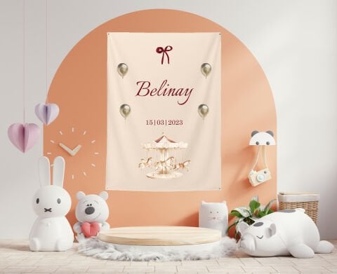 Kişiye Özel Atlı Karınca Temalı Doğum Günü Duvar Örtüsü