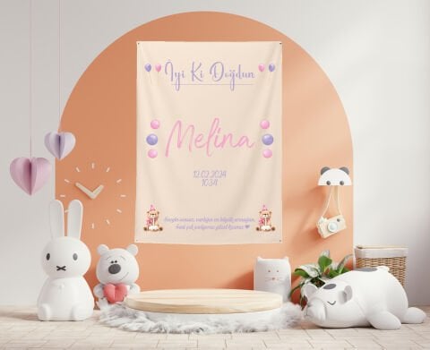 Kişiye Özel Ayıcık Temalı Doğum Günü Duvar Örtüsü